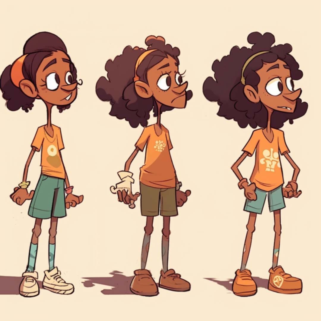 1 Character Design turnaround (3 pose turnaround w/expressions ...